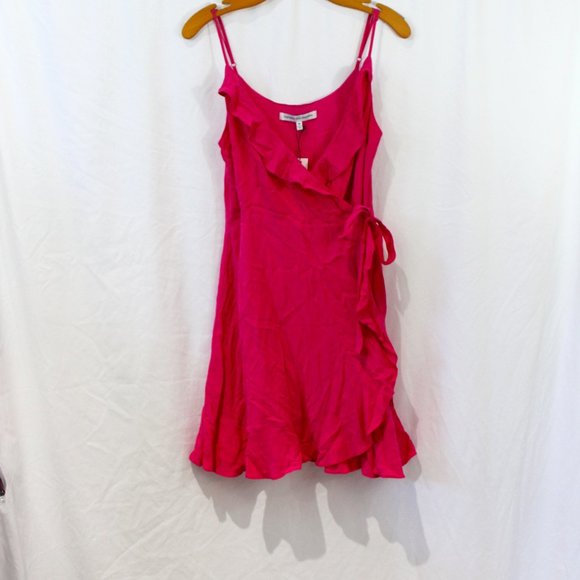 cupcakes & cashmere Dresses & Skirts - Cupcakes and Cashmere Azalea Pink Ruffle Trim Wrap Mini Dress NWT